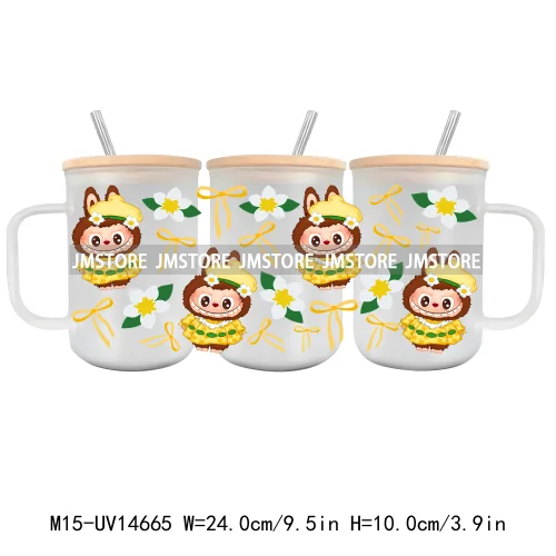 Cartoon Monsters Doll 15OZ Glass Mug UV DTF Cup Wrap Ready To Apply Waterproof High Quality Custom Prints For Mugs Cup Tumbler