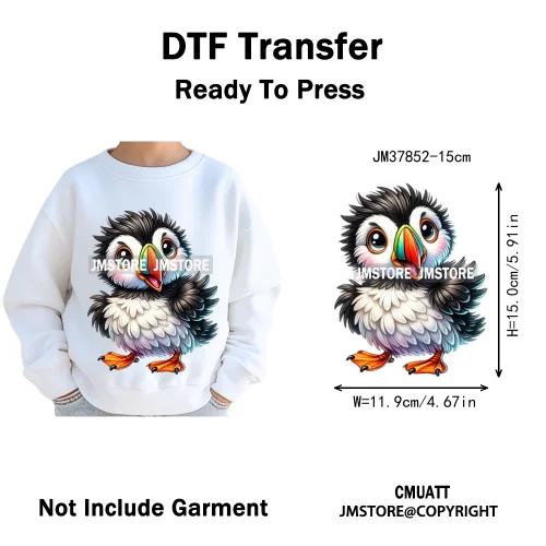 15cm 5.9in Kids Funny Hairy Cartoon Birds Animal Washable Iron on DTF Transfers Stickers Printing Ready to Press for Clothing