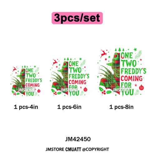 Funny Brushstroke Bubble Cartoon Christmas Killer Movie Xmas Iron on DTF Washable Transfers Stickers Ready to Press for Textiles