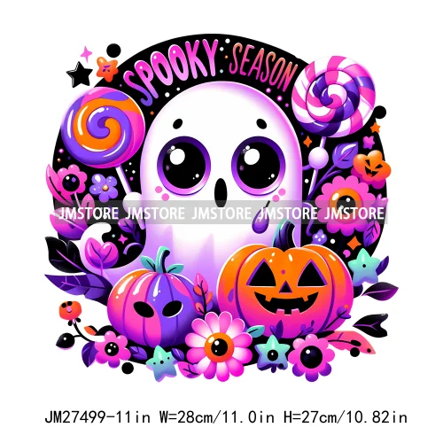 Read Books Flower Bike Music Ghost Sweet Spooky Season Halloween DTF Printing Logos Iron On Transfers Stickers For Hoodies Bags