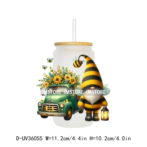 Honey Spring Bee Gnome Floral UV Sticker Decals For Libbey Cold Cups Mugs Tumbler Transfer Sticker Waterproof High Quality Label