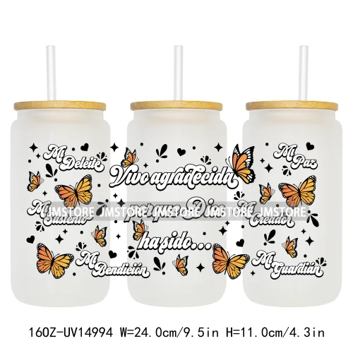 Mexican Talavera Latina Culture 16OZ UV DTF Cup Wraps Ready To Apply Waterproof Transfer Stickers For Libbey Glass Can Tumbler