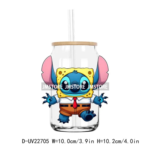 High Quality Costume Cartoon Blue Cat UV DTF Transfers Stickers Decals For Libbey Cold Cups Mugs Tumbler Waterproof DIY Craft