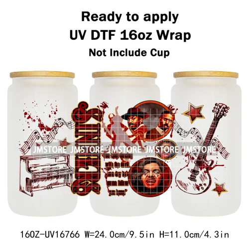Retro Halloween Neon Scary Movie Character 16OZ UV DTF Cup Wrap Ready To Apply Waterproof Transfer Stickers For Libbey Glass Can