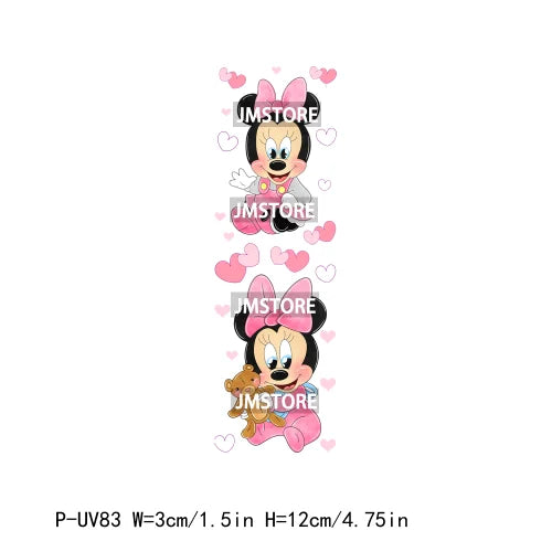 Cartoon Mouse Couple Best Friends Pen UV Wrap DTF Stickers Custom Labels Durable Waterproof Logo For DIY Customized Craft