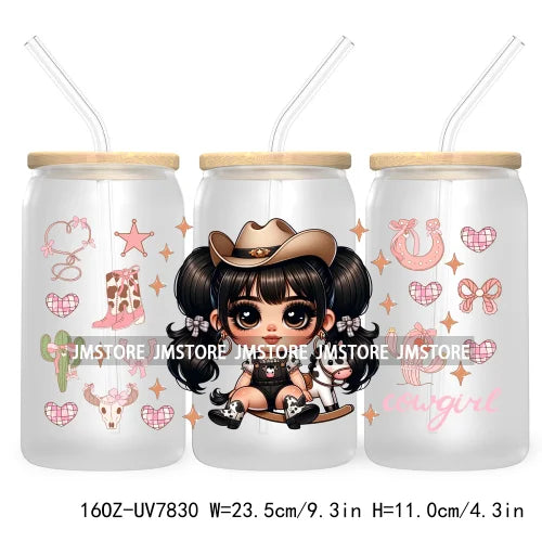 Cute Chibi Mexican Latina Baby Girl 16OZ UV DTF Cup Wrap Transfers Stickers For Libbey Glass Can Cups Tumbler Waterproof Skulls