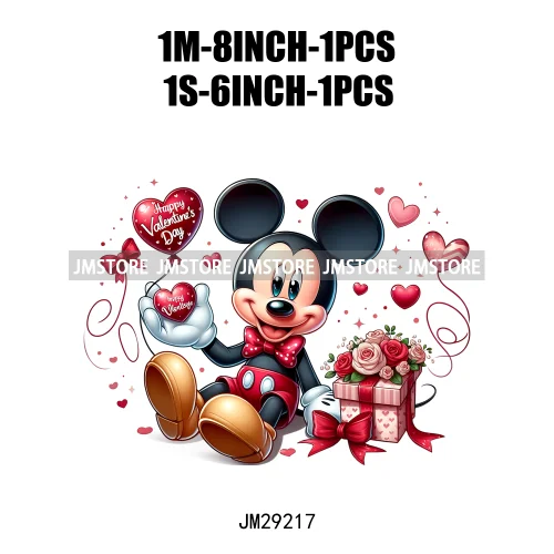 Happy Valentine's Day Cartoon Character Mouse Animal Cupid Love Heart DTF Iron On Transfers Stickers Ready To Press For T-shirts