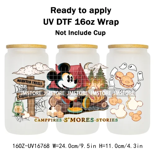 Cartoon Horror Halloween Nightmare UV DTF Wraps Transfer Sticker Selfadhesive Waterproof High Quality For 16OZ Libbey Glass Can