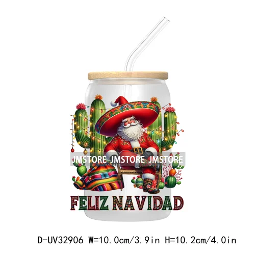 Feliz Navidad Gingerbread Mexican Christmas UV DTF Transfer Stickers Decals For Libbey Cold Cup Mug Tumbler Pan Dulce Pantasmas