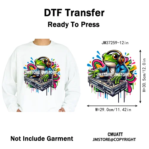 12in Graffiti Streetwear Beasts Cartoon Animals Hip Hop Quotes Iron on DTF Heat Transfers Stickers Ready to Press for Hoodies