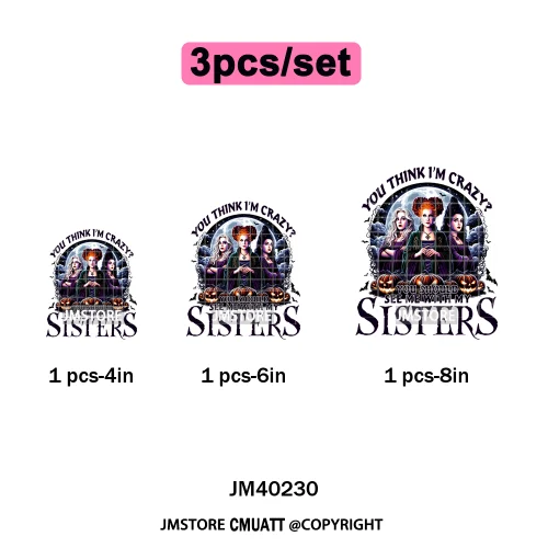 Horror Halloween Movie Witches Social Club Thug Life Coquette Iron on DTF Washable Transfers Stickers Ready to Press for Textile