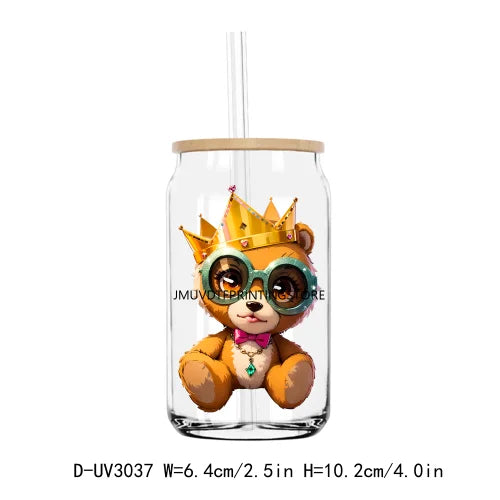 Black Baby Boy King UV DTF Transfers Stickers Decals For Libbey Cold Cups Mugs Tumbler Waterproof DIY Craft King Teddy Bear