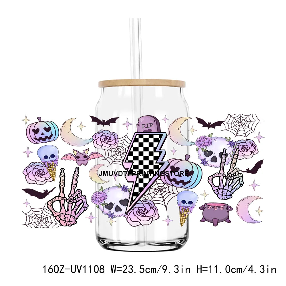 Western Halloween Ghost 3D 16OZ UV DTF Cup Wrap Transfer Stickers Custom Labels DIY Durable Waterproof Logo For Libbey Glass Can