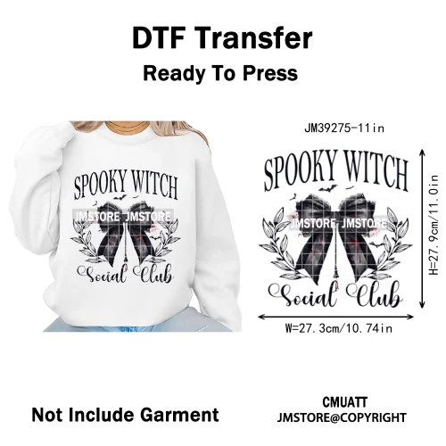 Witchy Goose Howday Pumpkin Boo Ghost Spooky Season Coquette Halloween Iron on DTF Transfers Stickers Ready to Press for Clothes