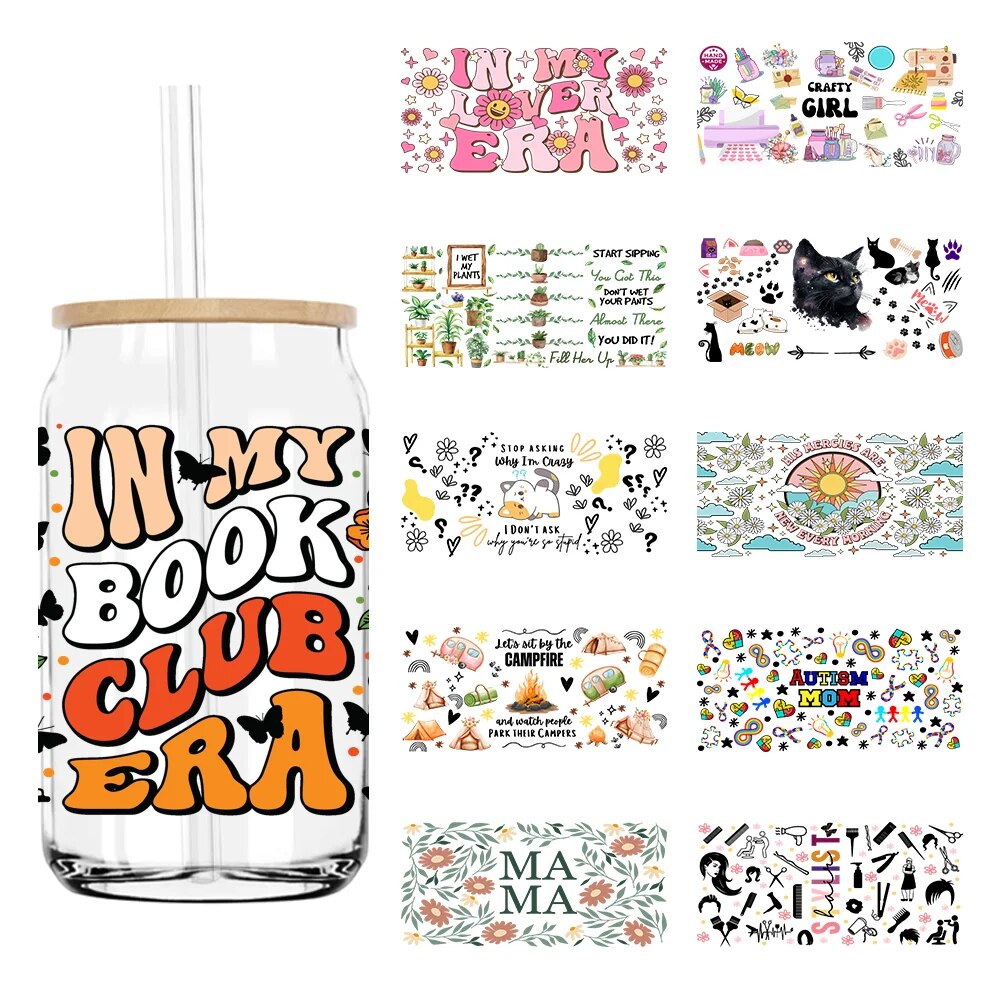 Reading Books Quotes 16OZ UV DTF Cup Wrap Transfers Stickers Custom Labels DIY Durable Waterproof Logo For Libbey Glass Can