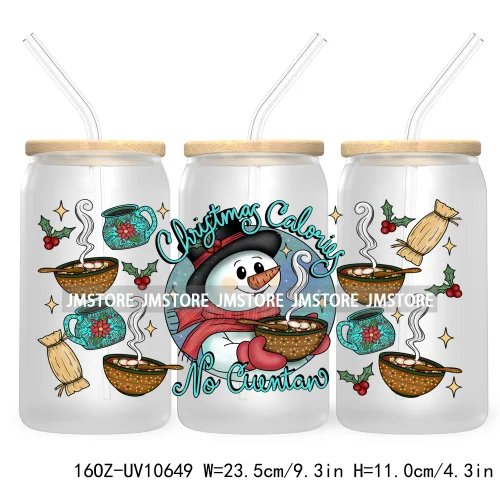 Spanish Latina Mexixan Culture Christmas Pan Dulce UV DTF Cup Wraps Transfer Sticker For 16OZ Libbey Glass Can Gingerbread Santa