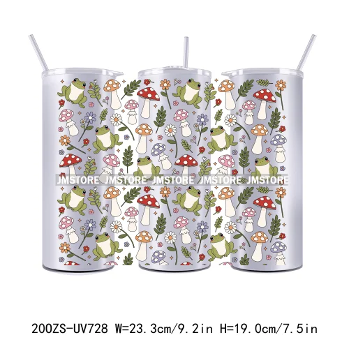 Positive Vibes Flower Strawberry Mushroom 20OZ UV DTF Straight Wrap Transfers Stickers Custom Labels Waterproof Logo For Tumbler