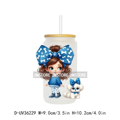 Pretty Girl With Animals UV Sticker Decals For Libbey Cold Cups Mugs Tumbler Transfer Stickers Waterproof High Quality Labels