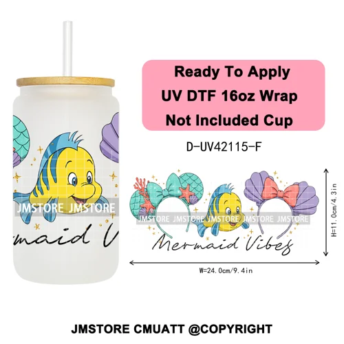 Coquette Bow Magical Cartoon Princess Halloween UV DTF Stickers Ready To Apply Cup Wrap High Quality For 16OZ Libbey Can Glass