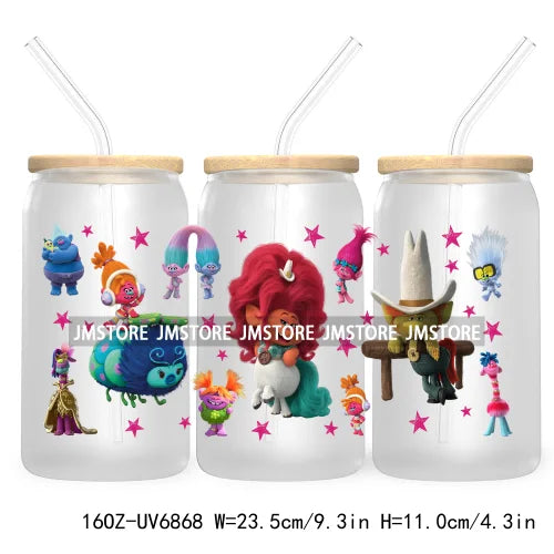 Cartoon Mouse Princess Friends 16OZ UV DTF Cup Wrap Transfers Stickers For Libbey Glass Can Cups Tumbler Waterproof Craft