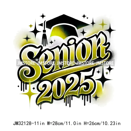 Fashion Senior 2025 Proud Graduate High School Spirit Iron On DTF Transfers Stickers Ready To Press For Sweatshirts Bags