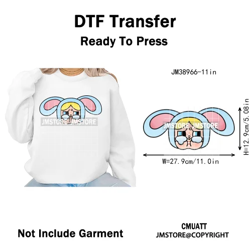 Cute Cry Tears Sad Girls Cartoon Dolls Love Designs Iron on DTF Washable Heat Transfers Stickers Ready to Press for Clothes Bags
