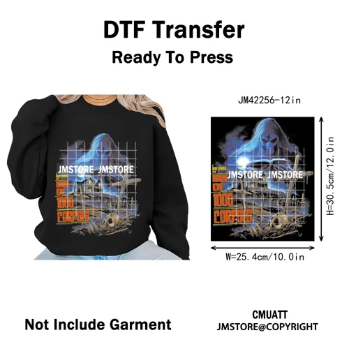 Horror Characters Halftone Movie Shows Scary Halloween Vibes Iron on DTF Washable Transfers Stickers Ready to Press for Clothing