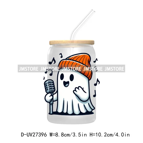 Cute Bougie Ghost Boo Halloween UV DTF Transfer Stickers Decals For Libbey Cold Cup Mug Tumbler High Quality Fall Pumpkin Season