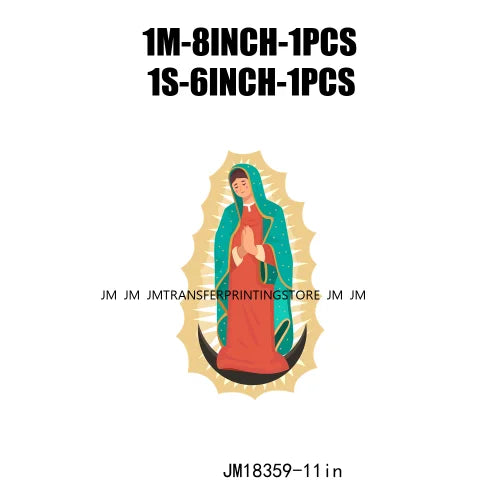 Virgencita Birgen De Guadalupe Nuestra Senora De Guadalupe  Floral Mexican Virgen Our Lady Mary DTF Transfer Sticker For Hoodies