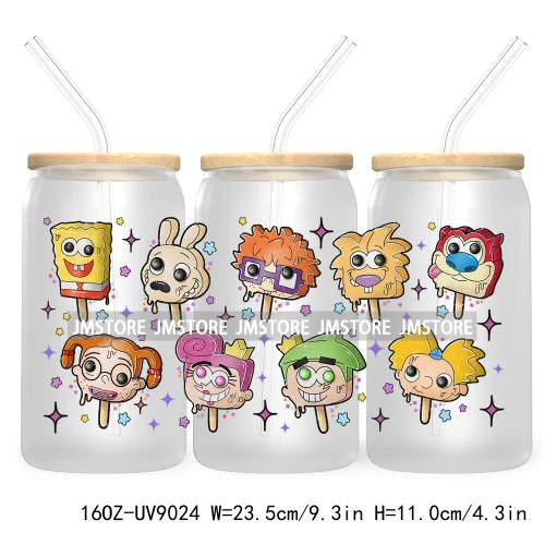 Horror Ice Cream Halloween Popsicles 16OZ UV DTF Cup Wrap Transfer Stickers Custom Labels Waterproof Logo For Libbey Glass Can