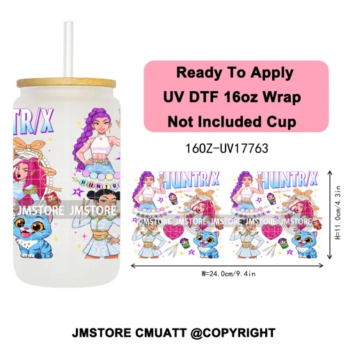 Demon Hunters Kpop Derpy Halloween Mystery Boys UV DTF Stickers Ready To Apply Cup Wrap High Quality For 16OZ Libbey Can Glass