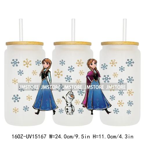 Cartoon Princess Coquette Mermaid 16OZ UV DTF Cup Wraps Ready To Apply Waterproof Transfer Stickers For Libbey Glass Can Tumbler