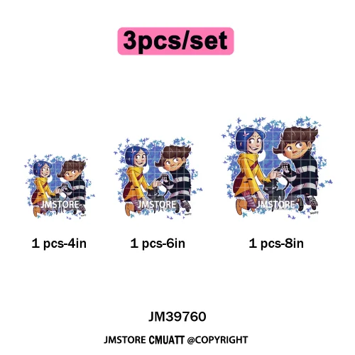 Scary Cartoon Halloween Horror Movies Trick Or Treat Logo Iron on DTF Washable Transfer Sticker Ready to Press for T-shirts Bags