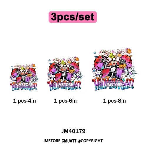 Cartoon Witches Princess Skull Animal Kids Love Characters Halloween Iron on DTF Transfers Stickers Ready to Press for T-shirts