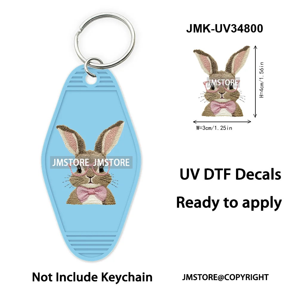 Cotton Tail Coffee Club Coquette Easter Bunny Eggs Trendy Easter Religious WaterProof UV DTF Sticker For Motel Hotel Keychain