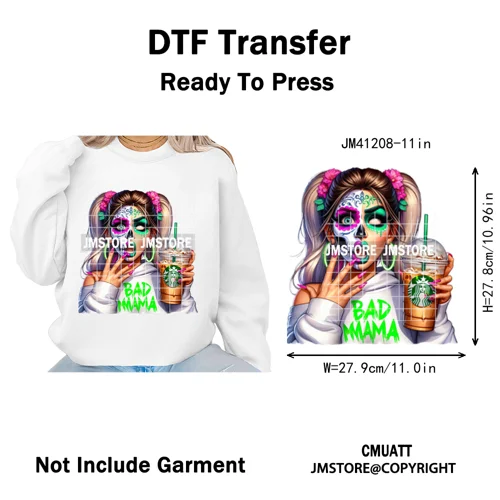 Creepy Killer Mama Club Halloween Spooky Vibes Horror Mom Iron on Washable DTF Transfer Stickers Ready to Press for T-shirts Bag