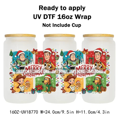 Merry Christmas Cartoon Mouse Cookies UV DTF Stickers Ready To Apply Cup Wrap Durable Custom Logo DIY Craft For Libbey Can Glass