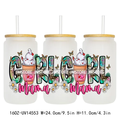 Floral Blessed Mama Leopard Mom 16OZ UV DTF Cup Wraps Ready To Apply Waterproof Transfer Stickers For Libbey Glass Can Tumbler