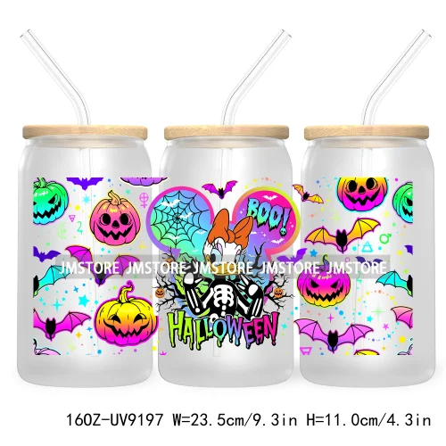 Boo Halloween Cartoon 16OZ UV DTF Cup Wrap Transfer Stickers Custom Labels Durable Waterproof For Libbey Glass Can Fall Pumpkin