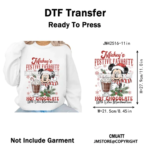 Magical Cartoon Girly Christmas Season Coquette Xmas Holiday Iron on DTF Washable Transfers Stickers Ready to Press for Textiles