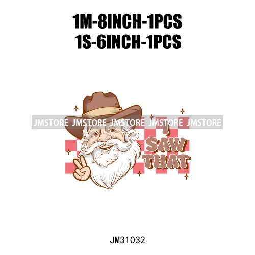 Retro Western Howdy Cowboy Santa Snowmies Cactus Merry Christmas Iron On DTF Transfers Stickers Ready To Press For Clothing