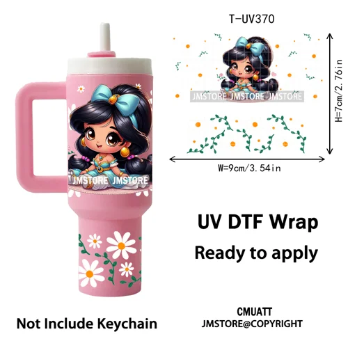 Baby Princess Butterfly Coquette Bow UV DTF Mini Tumbler Keychain Wraps Ready To Apply Transfer Stickers Prints Waterproof Decal