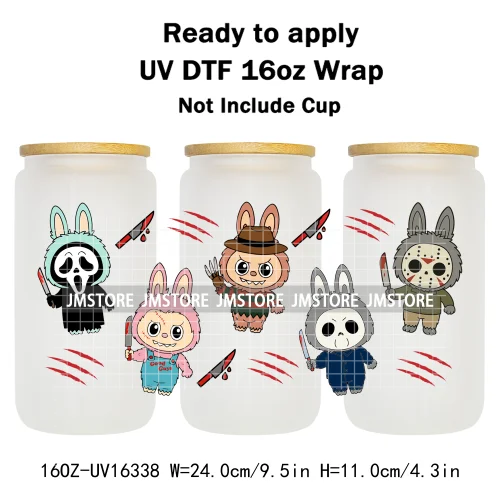 Laboo Killers Friends Halloween Monster Doll UV DTF Stickers Ready To Transfer Cup Wrap Custom Logo For Libbey Can Glass Tumbler