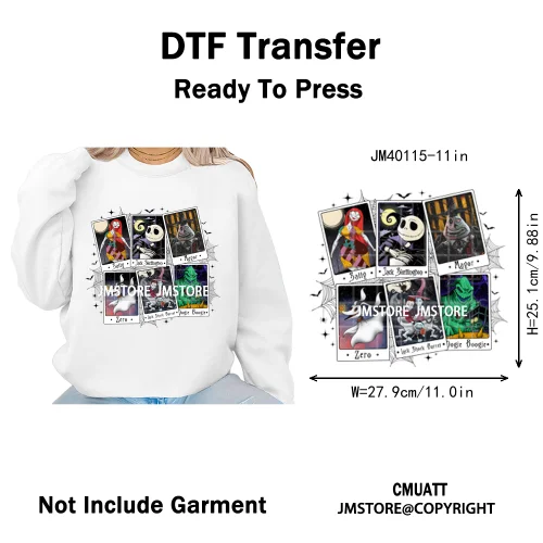 Halloween Horror Party Cartoon Friends Nightmare Spooky Vibes Iron on DTF Washable Transfers Stickers Ready to Press for Clothes