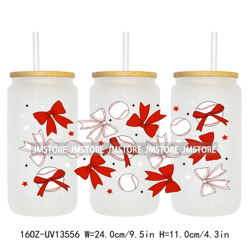 Coquette Baseball Mom Sports UV DTF Stickers Ready to Transfer Cup Wrap Custom Label DIY Craft For Libbey Can Glass Tumbler Mug