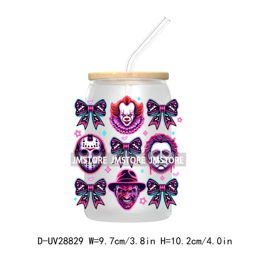 Thug Life Horror Movie Scary Halloween UV DTF Transfer Stickers Decals For Libbey Cold Cups Mugs Tumbler Coquette Bow Friends