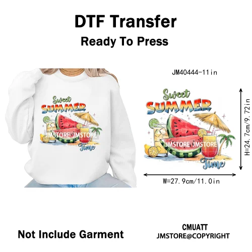 Hello Summer Vibes Watermelon Strawberry Fruit Festival Lover Coquette Iron on DTF Transfers Sticker Ready to Press for T-shirts