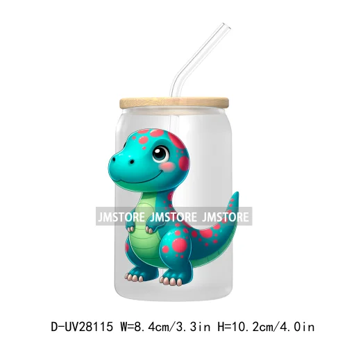 Cute Baby Dinosaur Kids Gift UV DTF Transfer Stickers Decals For Libbey Cold Cups Mugs Tumbler Waterproof Craft Cartoon Animals