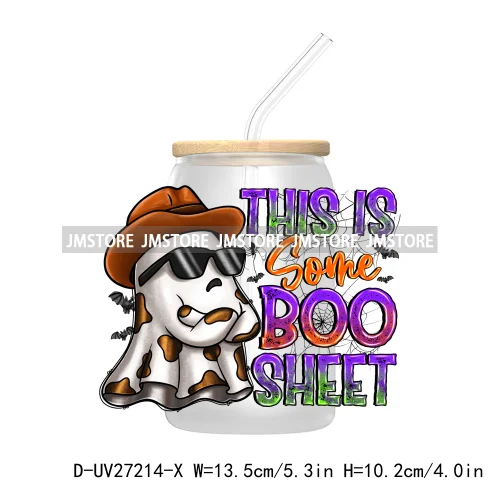 Candy Heart Spooky Ghost Halloween UV DTF Transfer Stickers Decals For Libbey Cold Cup Mug Tumbler Tis The Season Horror Pumpkin