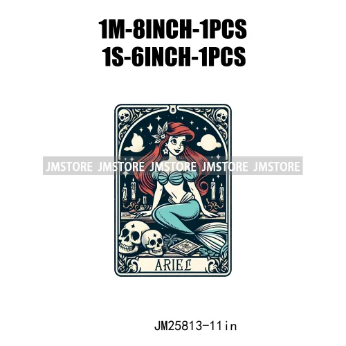 Cute Cartoon Animal Princess Characters Halloween Tarot Cards DTF Iron On Transfers Stickers Ready To Press For T-shirt Bags